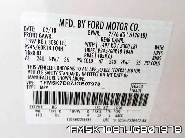 1FM5K7D87JGB07978 фото 2