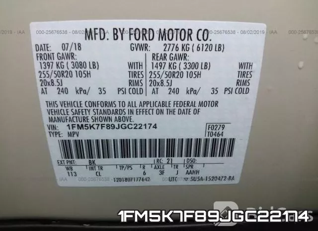 1FM5K7F89JGC22174 фото 10