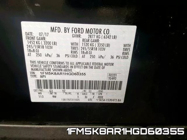 1FM5K8AR1HGD60355 фото 2