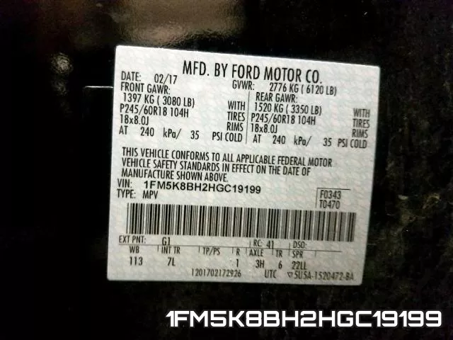 1FM5K8BH2HGC19199 фото 2