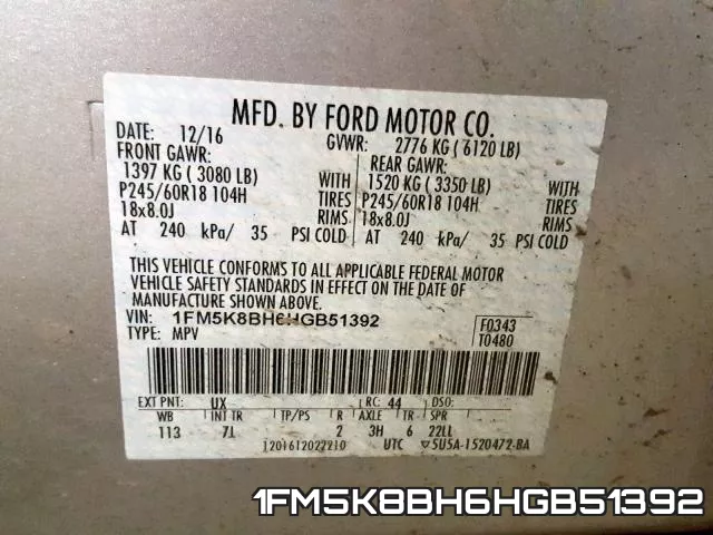 1FM5K8BH6HGB51392 фото 2