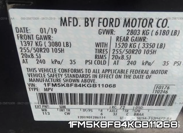 1FM5K8F84KGB11068 фото 10