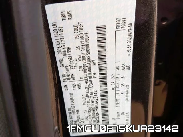 1FMCU0F75KUA23142 фото 2