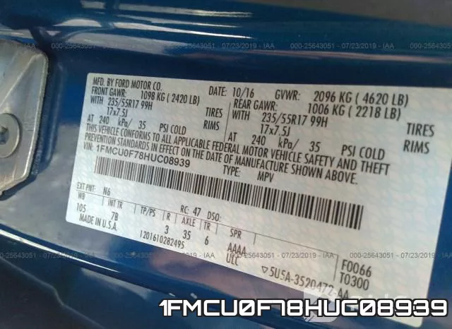 1FMCU0F78HUC08939 фото 10