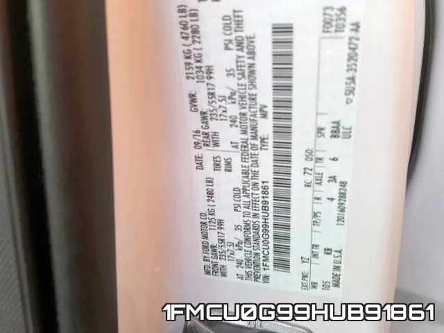 1FMCU0G99HUB91861 фото 2
