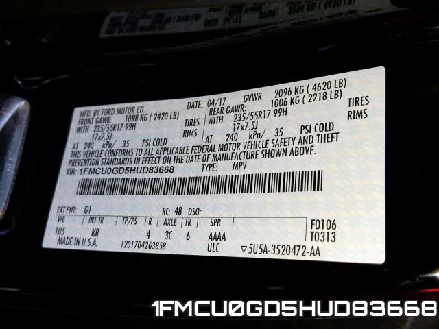 1FMCU0GD5HUD83668 фото 2