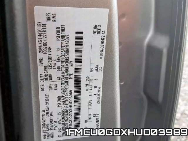 1FMCU0GDXHUD03989 фото 2