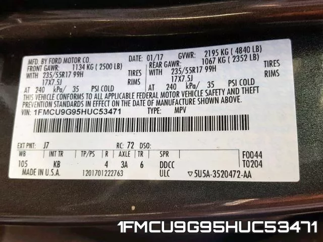 1FMCU9G95HUC53471 фото 2