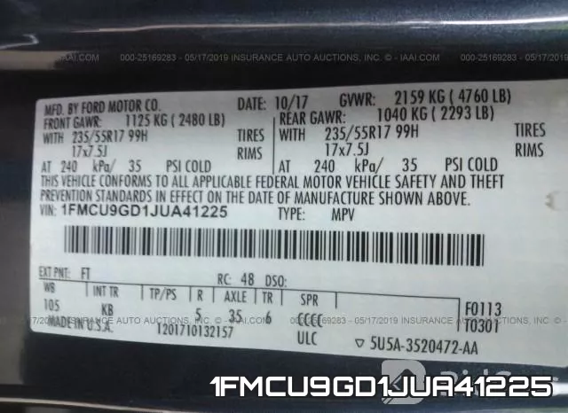 1FMCU9GD1JUA41225 фото 10