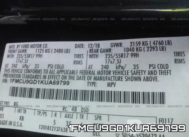 1FMCU9GD1KUA69799 фото 9