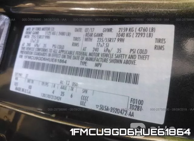1FMCU9GD6HUE61864 фото 10