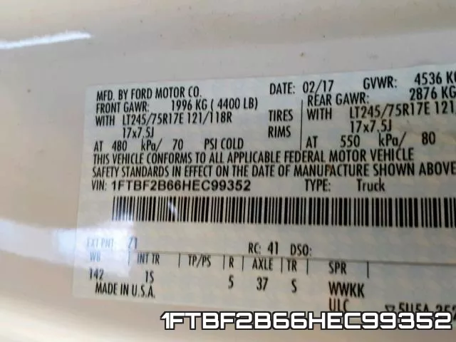 1FTBF2B66HEC99352 фото 2