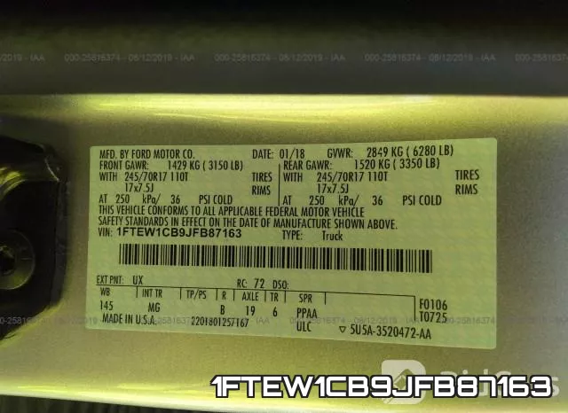 1FTEW1CB9JFB87163 фото 10
