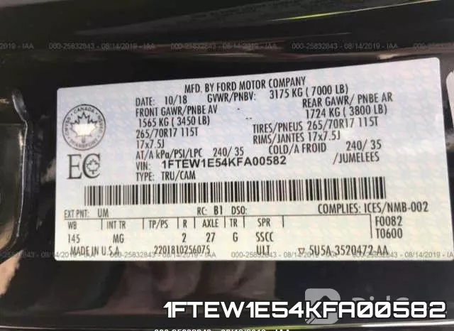 1FTEW1E54KFA00582 фото 10