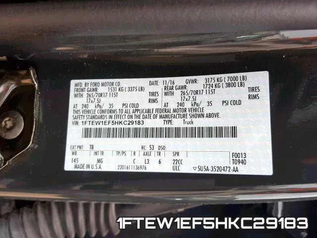 1FTEW1EF5HKC29183 фото 2