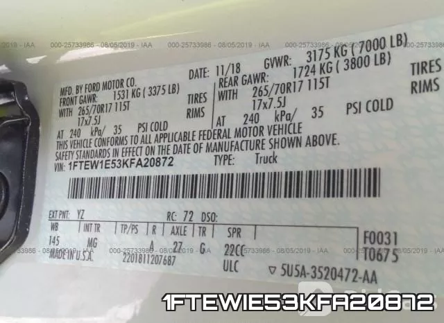 1FTEWIE53KFA20872 фото 10