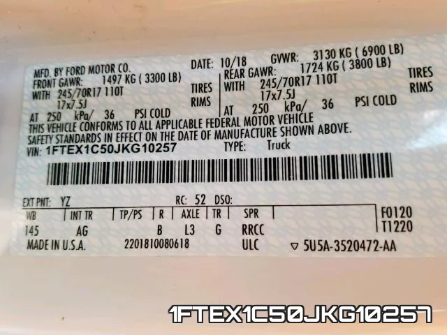 1FTEX1C50JKG10257 фото 2