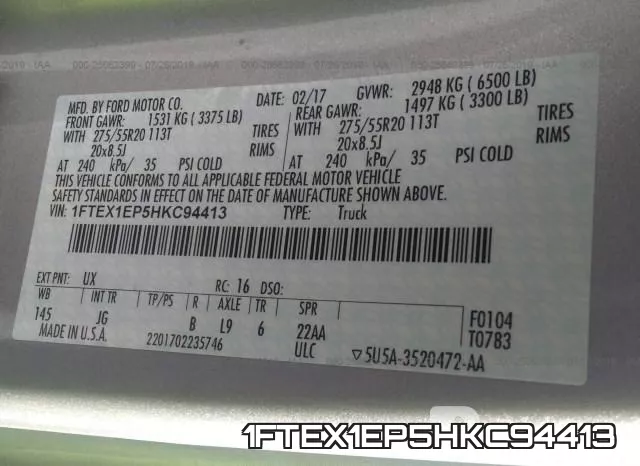 1FTEX1EP5HKC94413 фото 10