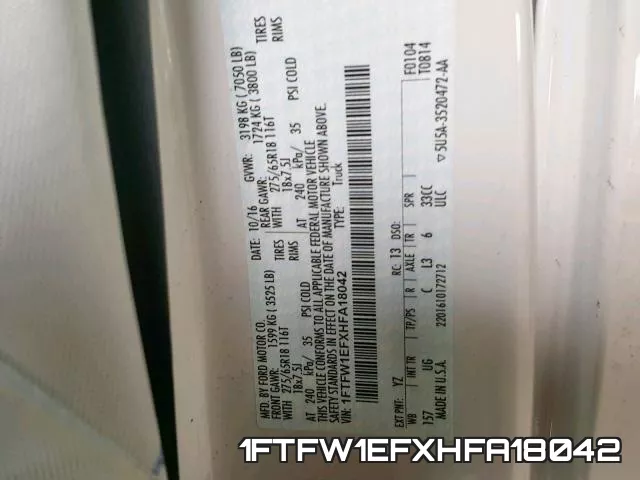 1FTFW1EFXHFA18042 фото 2