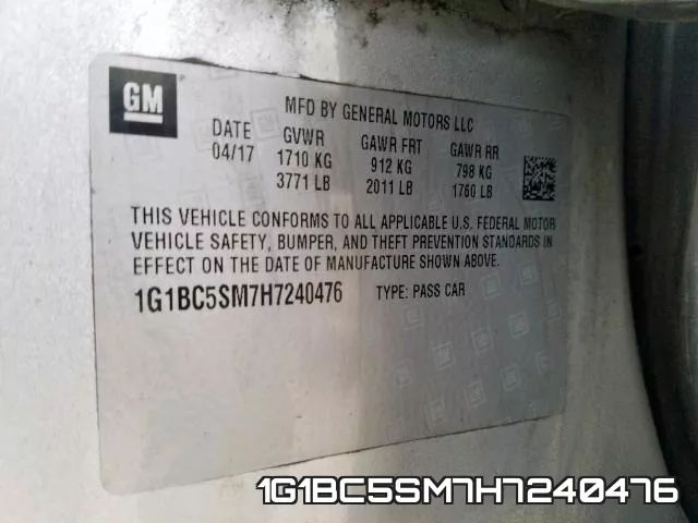 1G1BC5SM7H7240476 фото 2