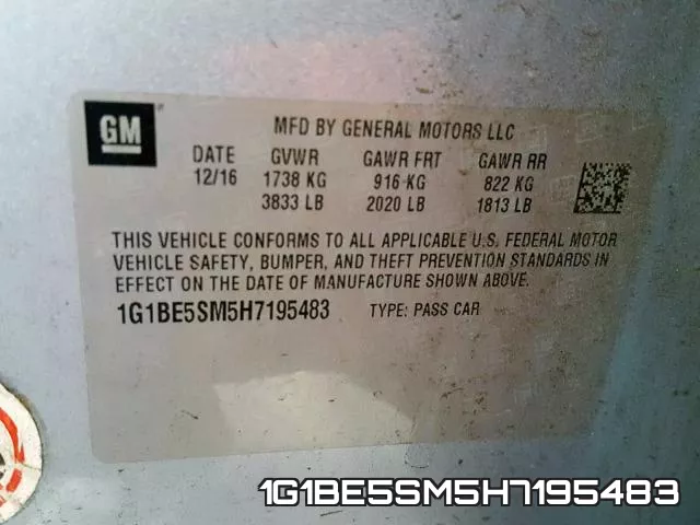 1G1BE5SM5H7195483 фото 2