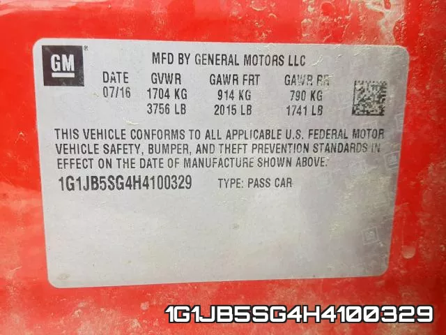 1G1JB5SG4H4100329 фото 2