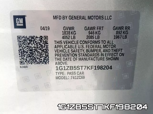 1G1ZB5ST7KF198204 фото 2