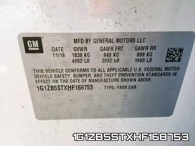 1G1ZB5STXHF168753 фото 2