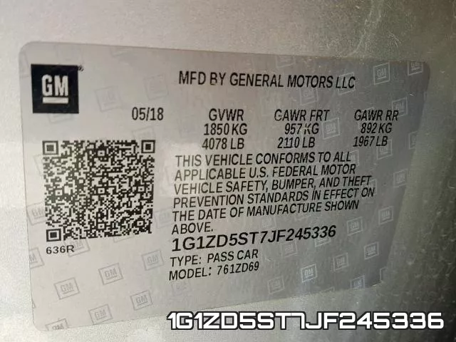 1G1ZD5ST7JF245336 фото 2