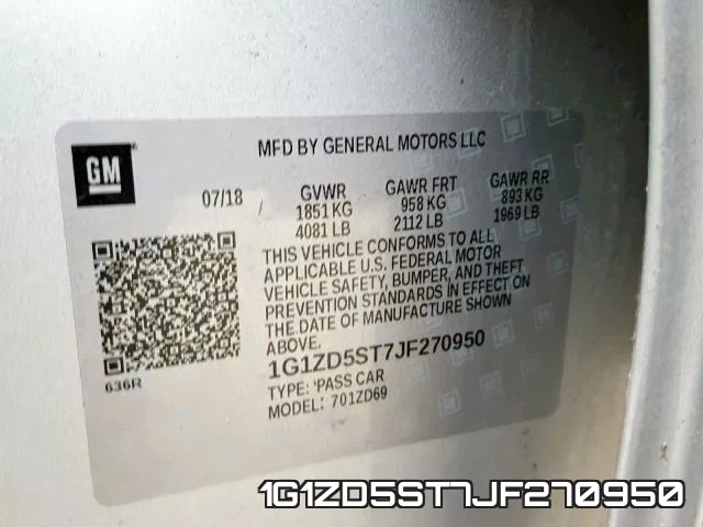 1G1ZD5ST7JF270950 фото 2