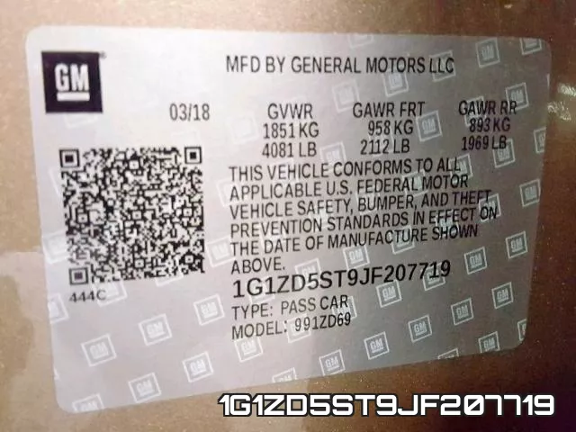 1G1ZD5ST9JF207719 фото 2