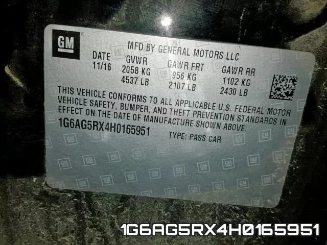 1G6AG5RX4H0165951 фото 2