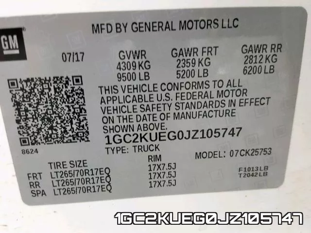 1GC2KUEG0JZ105747 фото 2