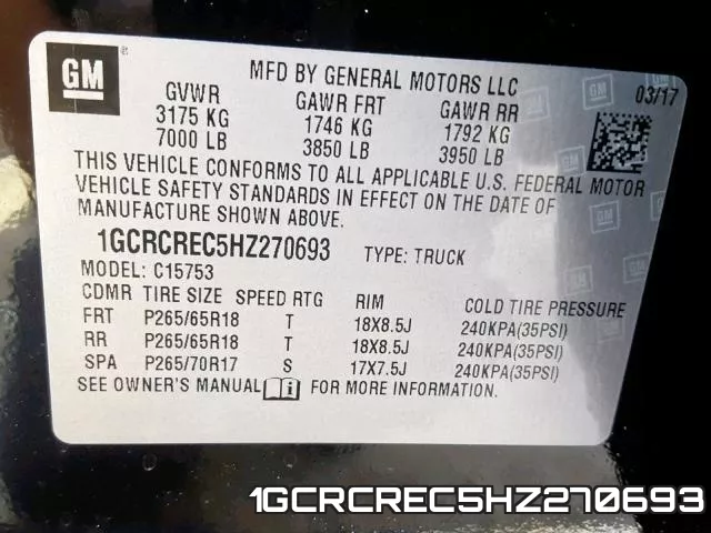 1GCRCREC5HZ270693 фото 2