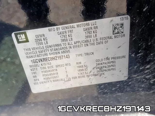 1GCVKREC8HZ197143 фото 2