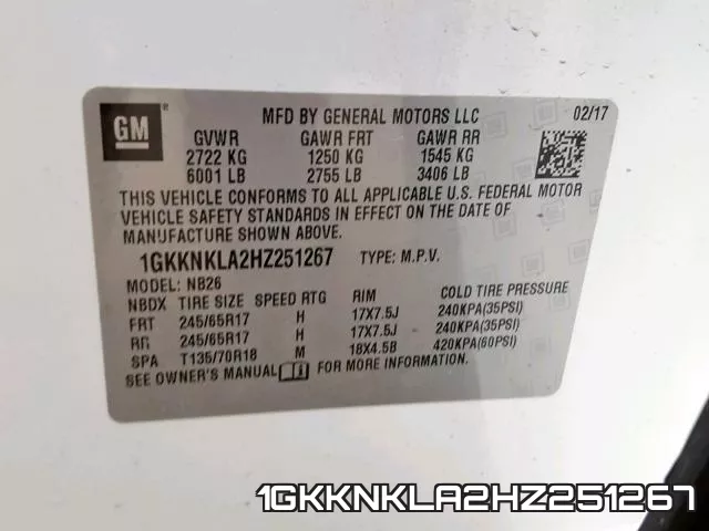 1GKKNKLA2HZ251267 фото 2