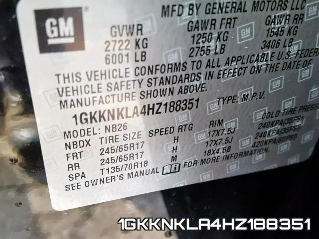 1GKKNKLA4HZ188351 фото 2