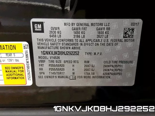 1GNKVJKD8HJ292252 фото 2