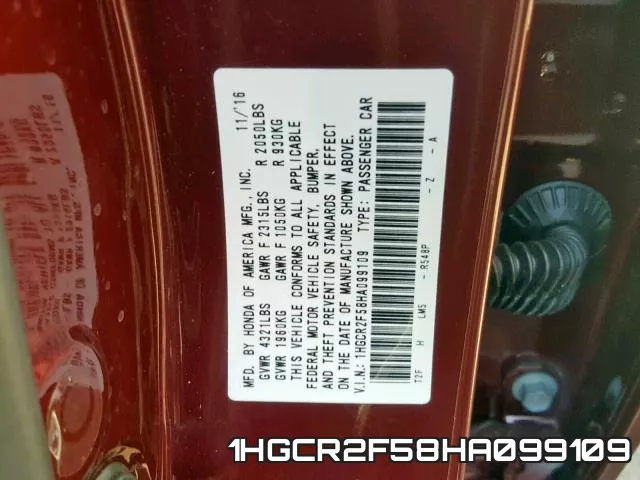 1HGCR2F58HA099109 фото 2
