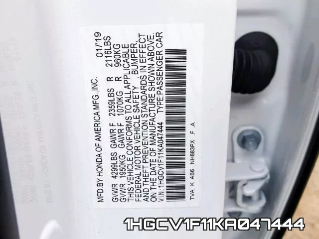 1HGCV1F11KA047444 фото 2