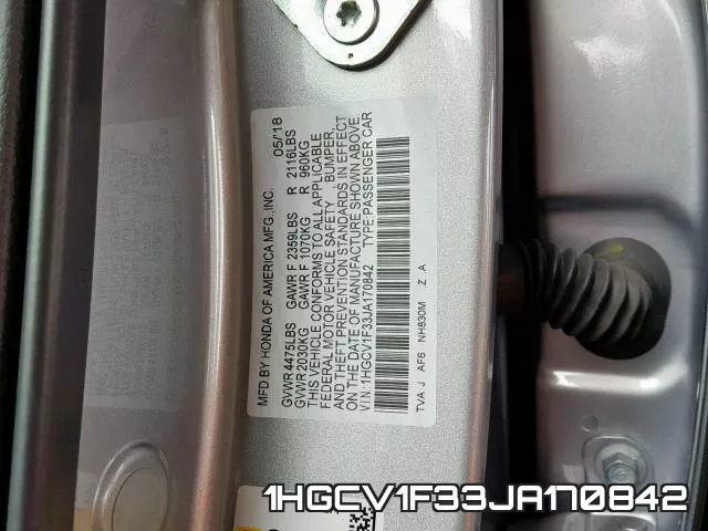 1HGCV1F33JA170842 фото 2
