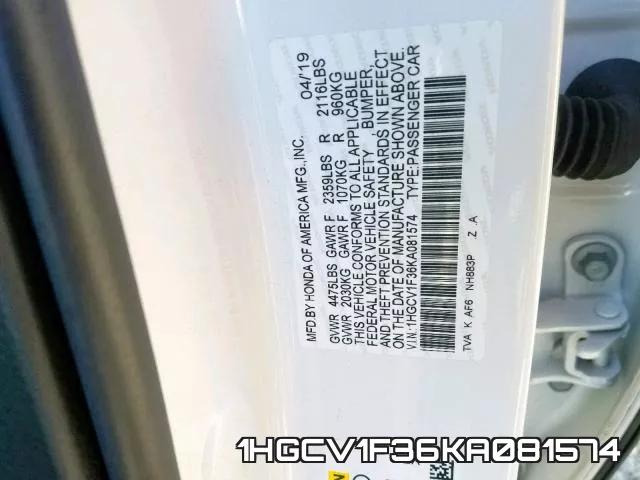 1HGCV1F36KA081574 фото 2