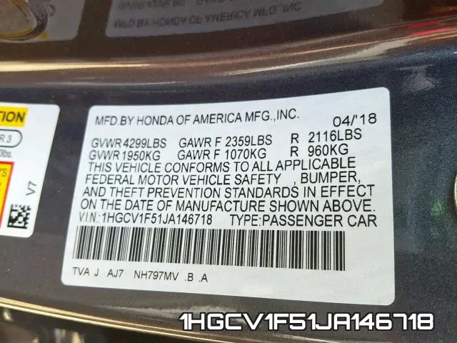 1HGCV1F51JA146718 фото 2