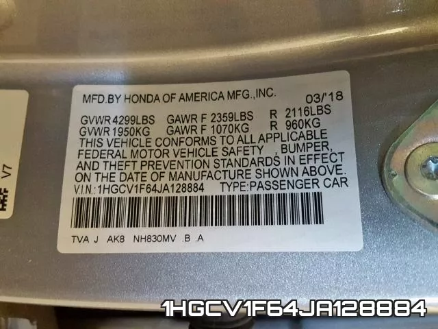1HGCV1F64JA128884 фото 2