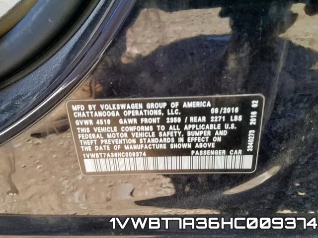 1VWBT7A36HC009374 фото 2