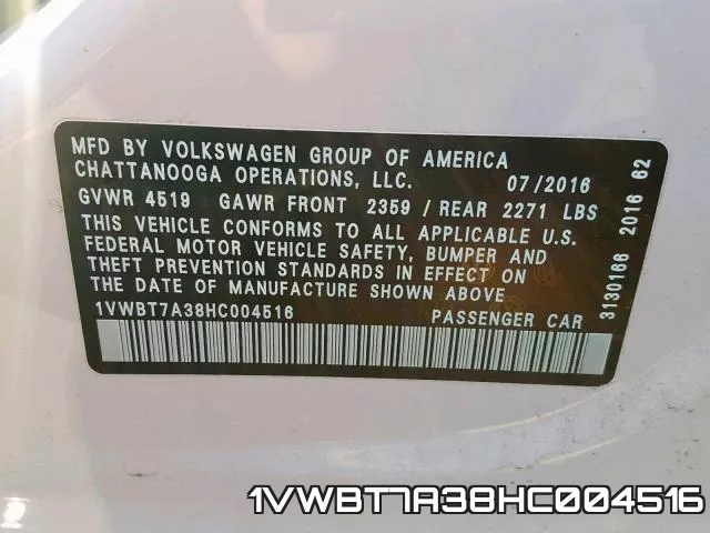 1VWBT7A38HC004516 фото 2