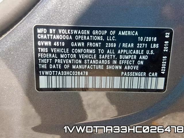 1VWDT7A33HC026478 фото 2