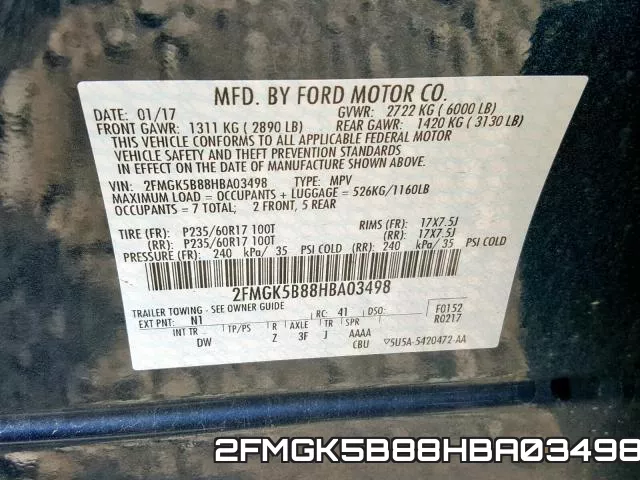 2FMGK5B88HBA03498 фото 2