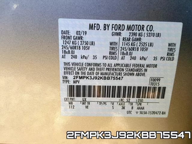2FMPK3J92KBB75547 фото 2