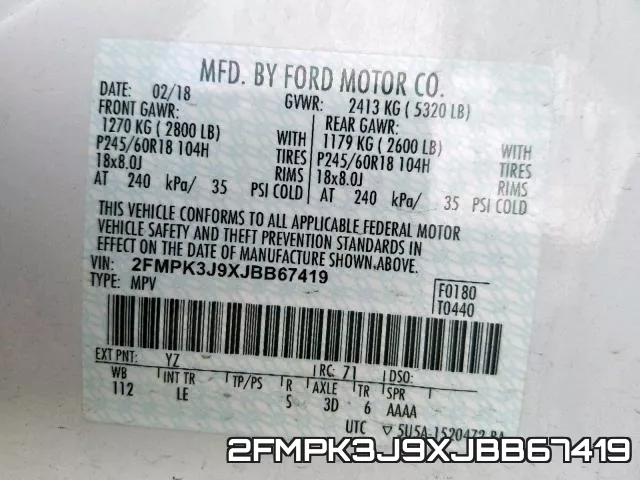 2FMPK3J9XJBB67419 фото 2